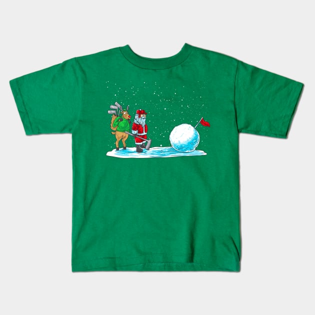 Golf Santa Claus Golfer Golfing Christmas Kids T-Shirt by E